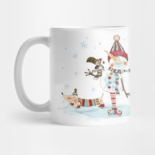 Watercolor Snowman and Dachshund Mug